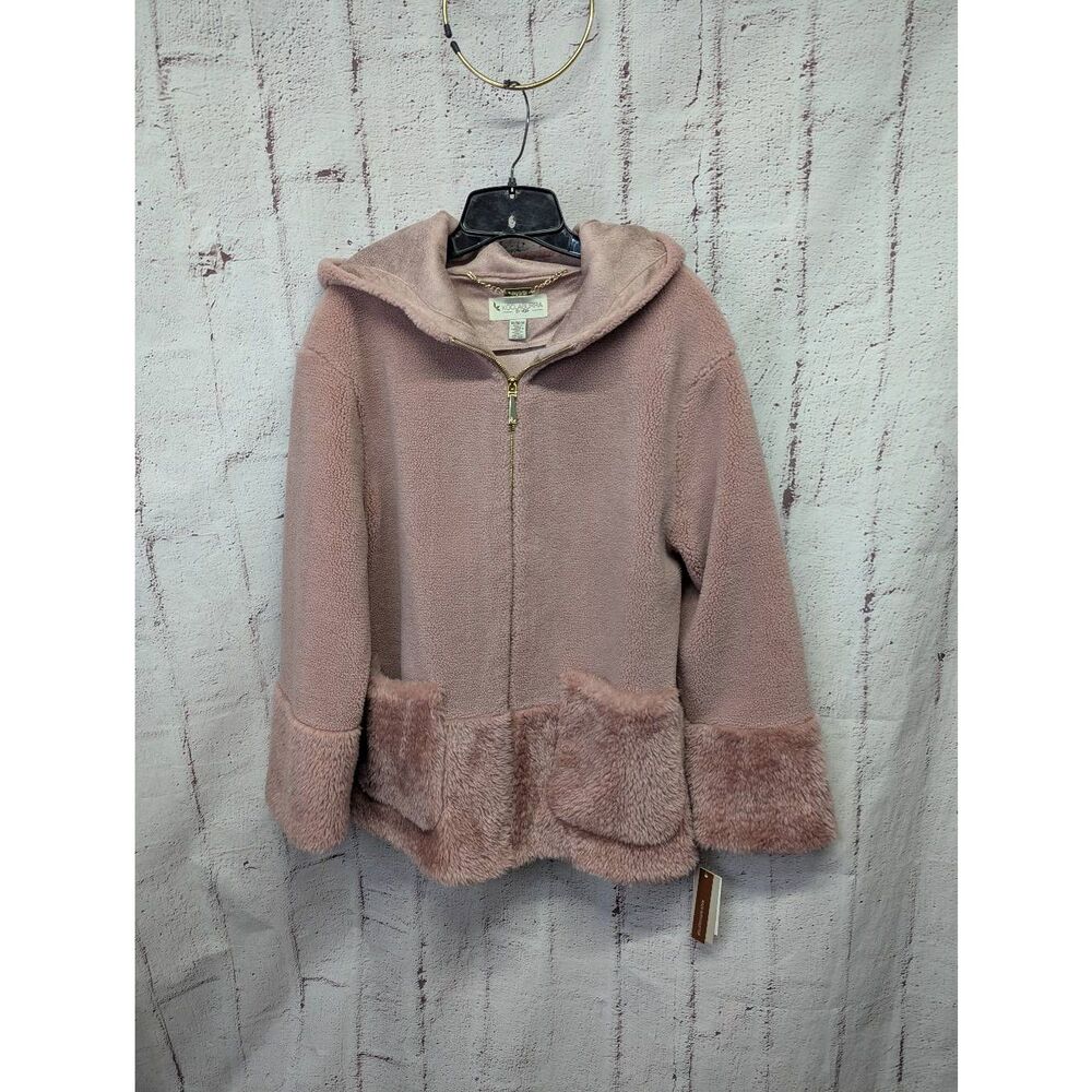 Koolaburra by UGG Hooded Faux Fur Coat in Pink Ice Sz M Medium NWT Mob Wife